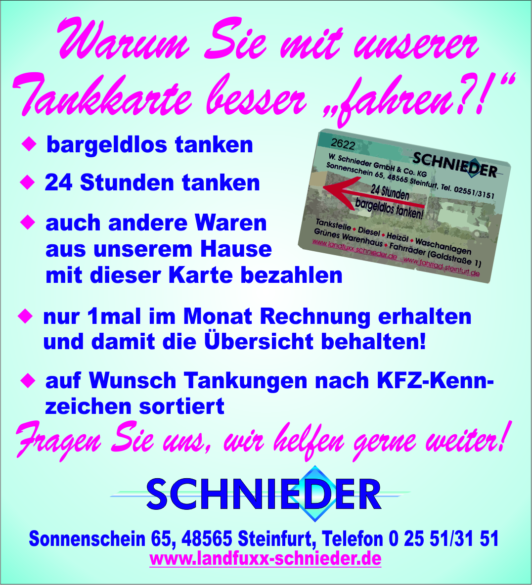 Unsere Tankkarte hat nur Vorteile